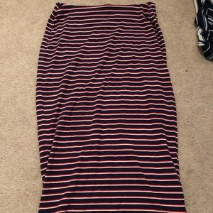 Mid Length Striped Skirt